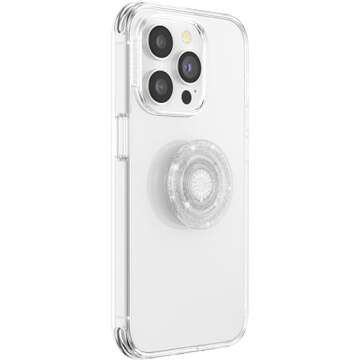 PopSockets Translucent Phone Grip with Expanding Kickstand, PopSockets for Phone, Translucent PopGrip - Clear Glitter Silver