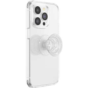 PopSockets Translucent Phone Grip with Expanding Kickstand, PopSockets for Phone, Translucent PopGrip - Clear Glitter Silver