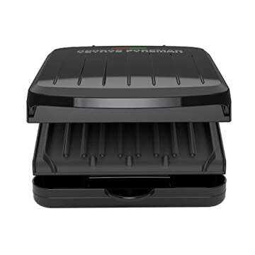 George Foreman 2-Serving Classic Plate Electric Indoor Grill and Panini Press, Black, GRS040B