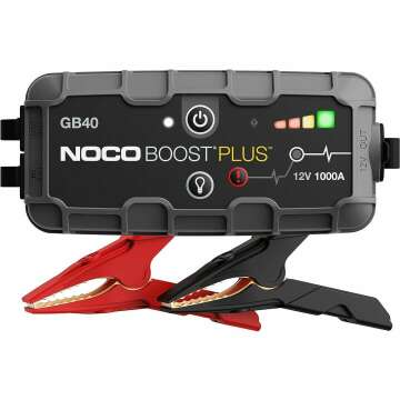 NOCO Boost Plus GB40 1000A UltraSafe Car Battery Jump Starter, 12V Battery Pack, Battery Booster, Jump Box, Portable Charger and Jumper Cables for 6.0L Gasoline and 3.0L Diesel Engines, Gray