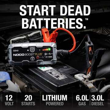 NOCO Boost Plus GB40 1000A UltraSafe Car Battery Jump Starter, 12V Battery Pack, Battery Booster, Jump Box, Portable Charger and Jumper Cables for 6.0L Gasoline and 3.0L Diesel Engines, Gray