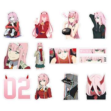 ZUNKOM Darling in The FRANXX Sticker Pack of 50 Stickers - Waterproof Stickers Classic Japanese Anime Stickers for Laptops, Computers, Water Bottles (FRANXX 02)