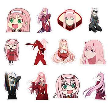 ZUNKOM Darling in The FRANXX Sticker Pack of 50 Stickers - Waterproof Stickers Classic Japanese Anime Stickers for Laptops, Computers, Water Bottles (FRANXX 02)