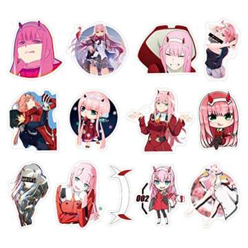 ZUNKOM Darling in The FRANXX Sticker Pack of 50 Stickers - Waterproof Stickers Classic Japanese Anime Stickers for Laptops, Computers, Water Bottles (FRANXX 02)