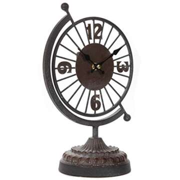 Lily's Home Rustic Desk Tabletop Clock for Bedroom, Quite Movement, Unique Vintage Home Decor with Numbers