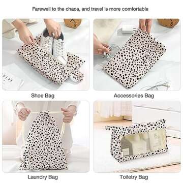 8 Set Packing Cubes for Suitcases, Packing Cubes with Shoe Bag, Cosmetics Bag, Clothing Bag, Accessories Bags Packing Cubes for Travel Luggage Organizer(Leopard)