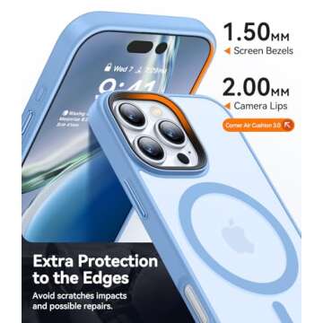 CANSHN Magnetic Compatible with iPhone 16 Pro Case [Compatible with Magsafe] [Translucent Matte] Slim Thin Shockproof Protective Bumper Phone Case Cover 6.3 Inch - Light Blue