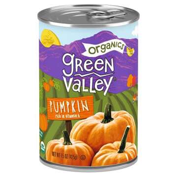 Green Valley Organics Pumpkin | Certified Organic | 100% Dickinson Variety | Sweet Earthy Delicious | Firm & Smooth | Vibrant Autumn Orange | American Grown & Made | 15 oz (Pack of 4)