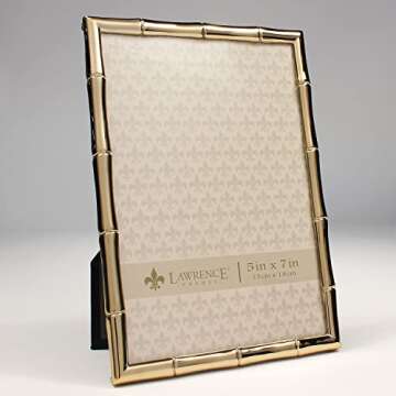 Lawrence Frames 5"W x 7"H Gold Metal Picture Frame with Bamboo Design (712257)