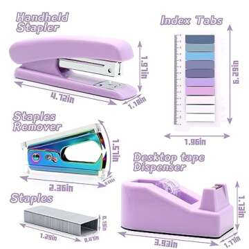 Stylish Purple Office Supplies Set - UPIHO Stapler & Tape Dispenser