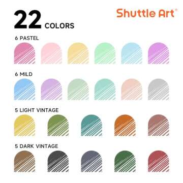 Shuttle Art Colored Retractable Gel Pens, 22 Ink Colors, 6 Mild 6 Pastel 5 Light Vintage and 5 Dark Vintage, Cute Pens Fine Point Soft Barrel for Writing Journaling Note Taking School Office Home