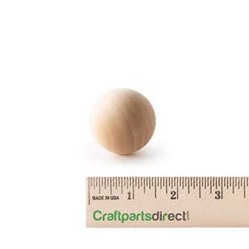 1.5 Inch Wooden Round Ball (38mm) | 5 Pack | DIY Decorative Wood Crafting Balls | Unfinished Wood Spheres | Decanter Wooden Ball Corks - by Craftpartsdirect.com