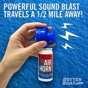 Marine Safety Air Horn, Very Loud Handheld Fog Horn, Mini Compressed Can 1.4oz for Boating and Walking Safety 1.4oz