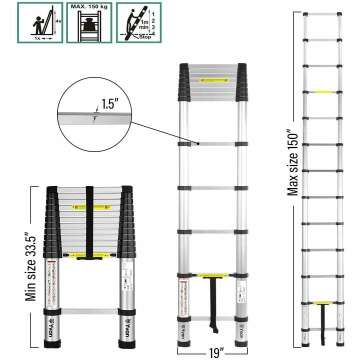 Yvan Telescoping Ladder 12.5 FT Extension