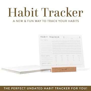 Habit Tracker Calendar with Wood Stand,Daily Goal and Accountability Journal with 12 Paper Sheets for a Year,Develop Better Habits, Goal Tracker, Period Tracker, Fitness, and Overall Well-being