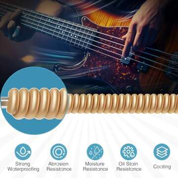 Bass Guitar Strings 4 Strings Guitar Accessories Bass Instrument Accessories Bass Strings Guitar Replacement Set Nickel Alloy Wound Plated Steel with Coating 1Pack (4-String,45-105)