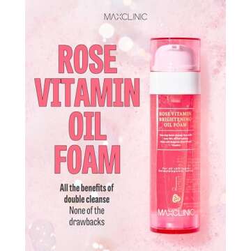 MAXCLINIC [K-Beauty] Rose Vitamin Oil to Foam | Daily Face Wash Oil Based Cleanser | Korean Rose Oil Foaming Face Cleanser | Hydrating Facial Cleanser for Dry Sensitive Skin (3.88 oz)