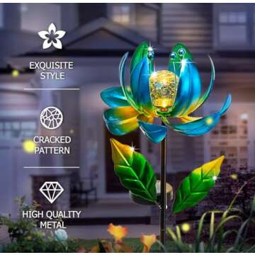 Decorative Solar Yard Lights: Lotus Flower Wind Spinners