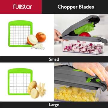 Fullstar Vegetable Chopper - Food Chopper - Onion Chopper - Vegetable Slicer & Spiralizer - Veggie Chopper with Container - Kitchen Gadgets - Home Essentials - Kitchen Accessories (4 in 1, Gray/Green)