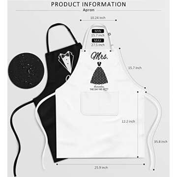 Wedding Gifts Engagement Gifts for Couples Mr and Mrs Aprons for Couples Gifts, Bridal Shower Gift Anniversary Christmas Gifts for Couple Mr and Mrs Gifts, 2 Pack Apron Gift Set