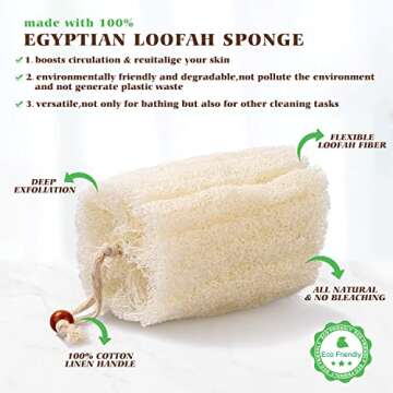 BEDELITE 100% Natural Loofah Sponge - Real Egyptian Shower Loofah Sponge, Bath Body Scrubbers for Removing Dead Skin That Will Get You Clean, Eco Friendly Skin Care（2 Packs）