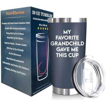 NewEleven Gifts For Grandpa - Grandpa Gifts From Granddaughter, Grandson - Birthday Present Ideas For Grandfather, New Grandpa, Promoted To Grandpa, Grandchildren, Grandkids - 20 Oz Tumbler