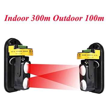 Dahszhi Dual Laser Detector Alarm Beam Sensor Indoor 300m Outdoor 60m Infrared Detector 6.7"x3.1"