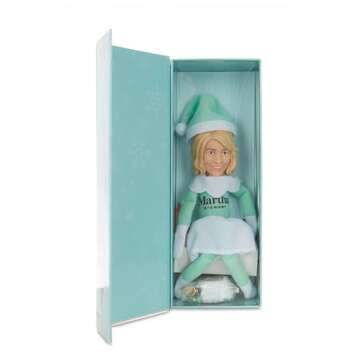 Martha Stewart Martha on a Mantle 2024 Christmas Elf Doll, 12” Small Plush Toys Shelf Décor, for Men & Women