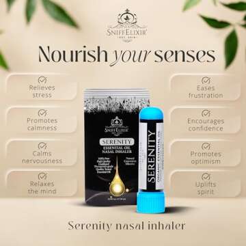 SniffElixir - Serenity Nasal Inhaler Aromatherapy Inhaler, Natural Stress Relief Inhaler Essential Oil Inhaler that Calm, Boosts Mood, Reduces Worry - Portable Nose Inhaler Stick-Nasal Inhaler Stick