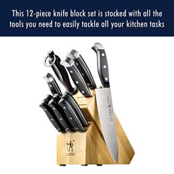 HENCKELS Premium 12-Piece Knife Set with Block - German Engineered