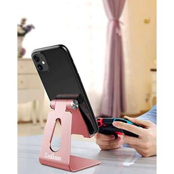 Adjustable Aluminum Phone Stand - Rose Gold