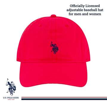 U.S. Polo Assn. mens U.s. Polo Assn. Washed Twill Cotton Adjustable Hat With Pony Logo and Curved Brim Baseball Cap, Red, One Size US