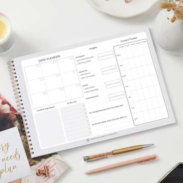 Perfect Planner Company - Social Media Planner - Undated A4 Weekly Planner for Work Schedule - Social Media Insights - for Marketers, Social Media Experts, Entrepreneurs - 100 Pages