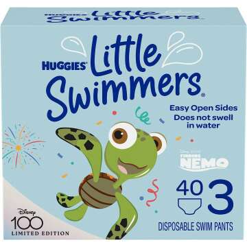 Huggies Little Swimmers Disposable Swim Diapers, Size 3 (16-26 lbs), 40 Ct