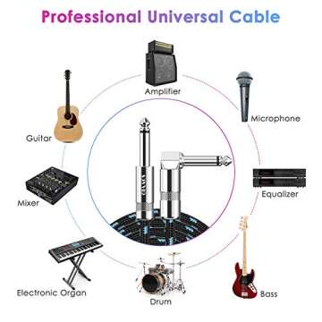 Sovvid Guitar Cable 10FT Instrument Cable Guitar Cord Electric Guitar Cable Guitar AMP Cord for Bass Guitar Keyboard 1/4 Inch Cable Right Angle Black Blue