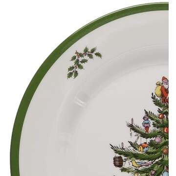 Spode Christmas Tree Melamine Dinner Plate (Set of 4) - 11 Inch Shatterproof Serving Plate for Holiday Meals, Holiday Party - Festive Tableware for Indoor & Outdoor Use, Dishwasher Safe Dinnerware