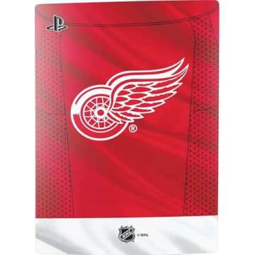 Skinit Decal Gaming Skin Compatible with PS5 Bundle - Officially Licensed NHL Detroit Red Wings Home Jersey Design