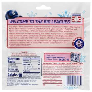 Big League Chew Peppermint Bubble Gum 3-Pack - 2.12oz Packets - Pickoff Peppermint Candy Baseball Gum - Big League Chew Baseball Sweets Set for Treats, Party Favors & More - Softball Candy