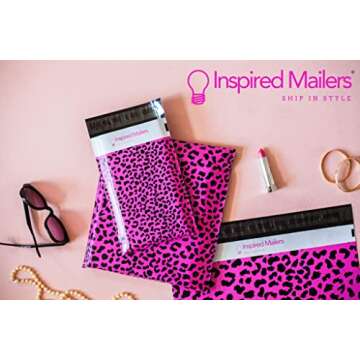 Inspired Mailers - Large Poly Mailers 14.5 x 19-50 Pack - Hot Pink Cheetah - Large Shipping Bags for Clothing - Large Mailing Envelopes - Shipping Envelopes - Mailers Poly Bags