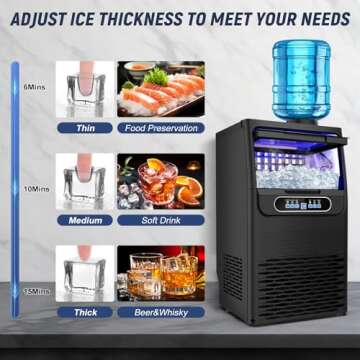 Black Commercial Ice Maker Machine 100LBS/24H with 20LBS Storage Bin, 36PCS 15" Wide Undercounter/Freestanding Ice Maker Machine for Home Bar Outdoor, Gallon Water & Facuet Water Inlet, Self Cleaning