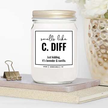 YouNique Designs, Smell Like C. Diff Registered Nurse Candle, 8 Oz, Funny Nurse Gifts for Women