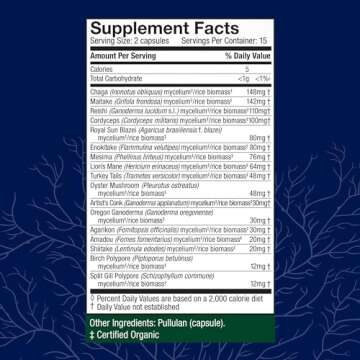 Host Defense MyCommunity Capsules - 17 Species Blend Mushroom Supplement for Immune Support - Herbal Aid with Lion's Mane, Reishi, Chaga, Cordyceps, Turkey Tail & More - 30 Capsules (15 Servings)*