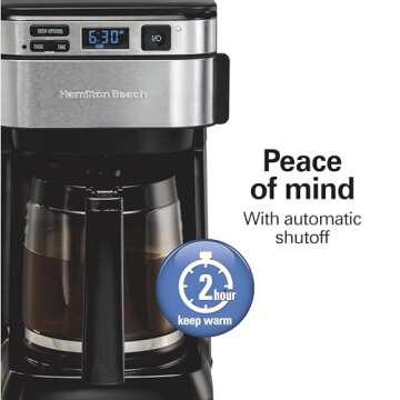 Hamilton Beach Programmable Coffee Maker, 12 Cups, Front Access Easy Fill, Pause & Serve, 3 Brewing Options, Black (46310)