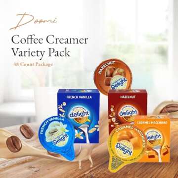 International Delight Coffee Creamers Liquid Non-Dairy Creamer Singles 3 Flavor Assortment (48) Coffee Creamer Singles for Home, Office, Coffee, Bar, Gift