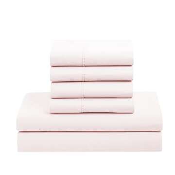 Sweet Home Collection 5 Piece Comforter Set Bag Solid Color All Season Soft Down Alternative Blanket & Luxurious Microfiber Bed Sheets, Pale Pink, Twin