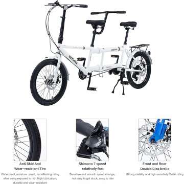 City Tandem Folding Bike - 7-Speed Adjustable Cruiser for 2