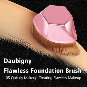 Foundation Brush, Daubigny Perfect Makeup Brush for Face Blush Liquid Powder Foundation Brush for Blending Liquid, Cream or Flawless Powder Cosmetics with Protective Case (Rose Golden)