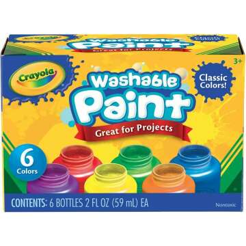 Washable Tempera Paint Set - 6 Colors, 8oz Non-Toxic