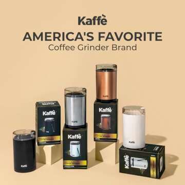 Kaffe One-Touch Coffee Grinder Electric w/Cleaning Brush (3 oz) - Coffee Grinders for Home Use - Up to 12 Cups of Coffee per Grind - Easy On/Off Coffee Bean Grinder - Black