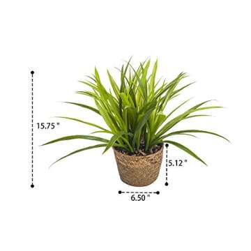 WITTY REMARK Fake Plants Artificial Fragrant Thoroughwort in Woven Pots 15.7 Inches for Home Decoration Indoor/Outdoor Patio, Window, Table, Porch